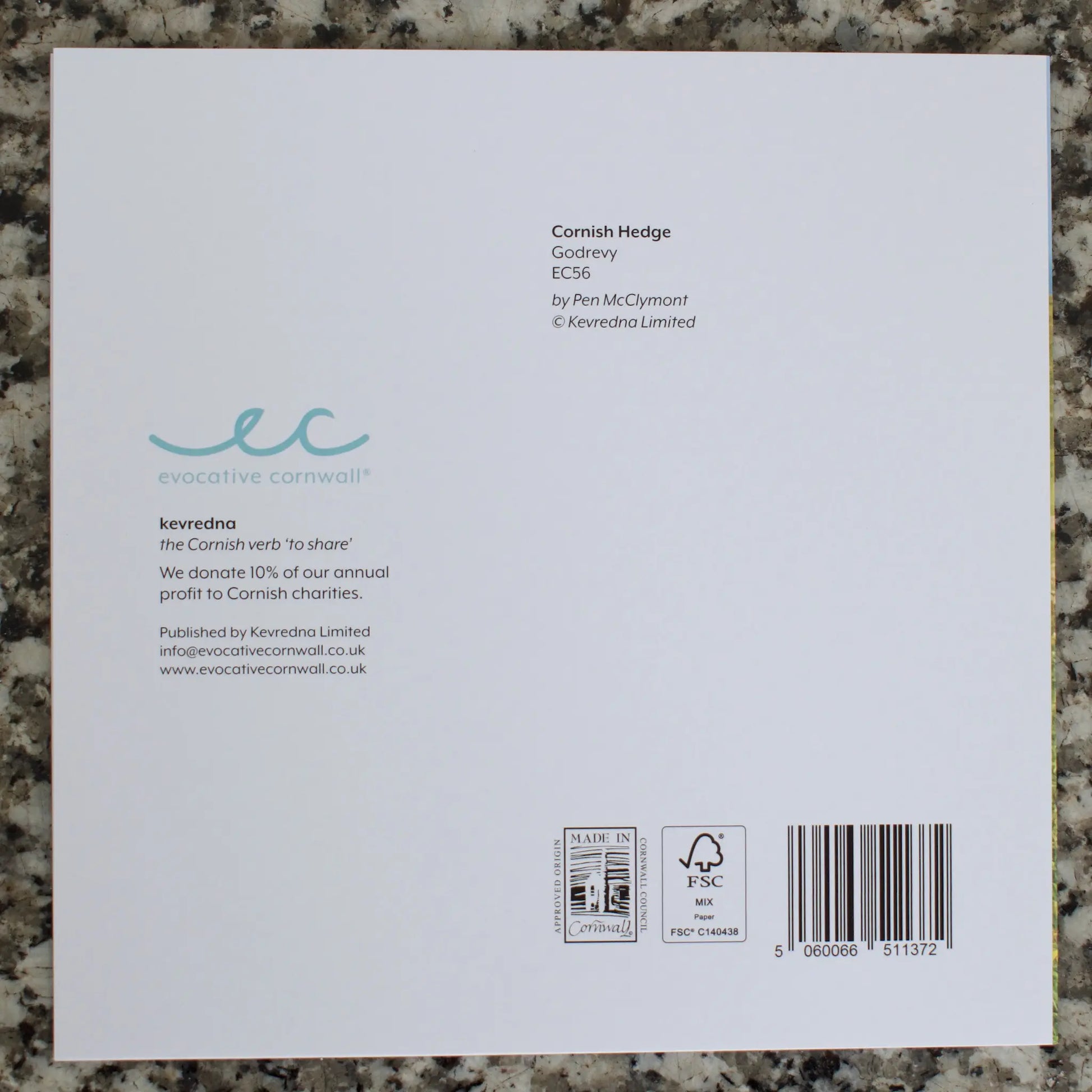 Cornish Hedge, Godrevy - back of card