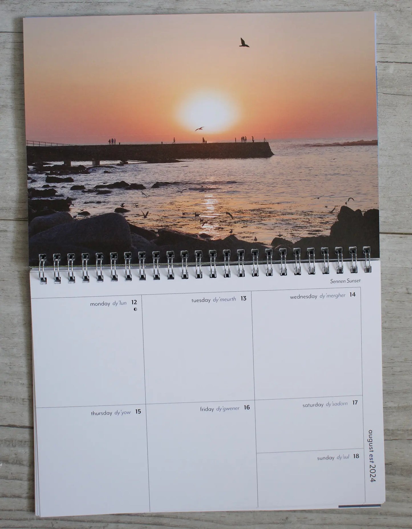Cornish diary page, coastal view of Sennen sunset