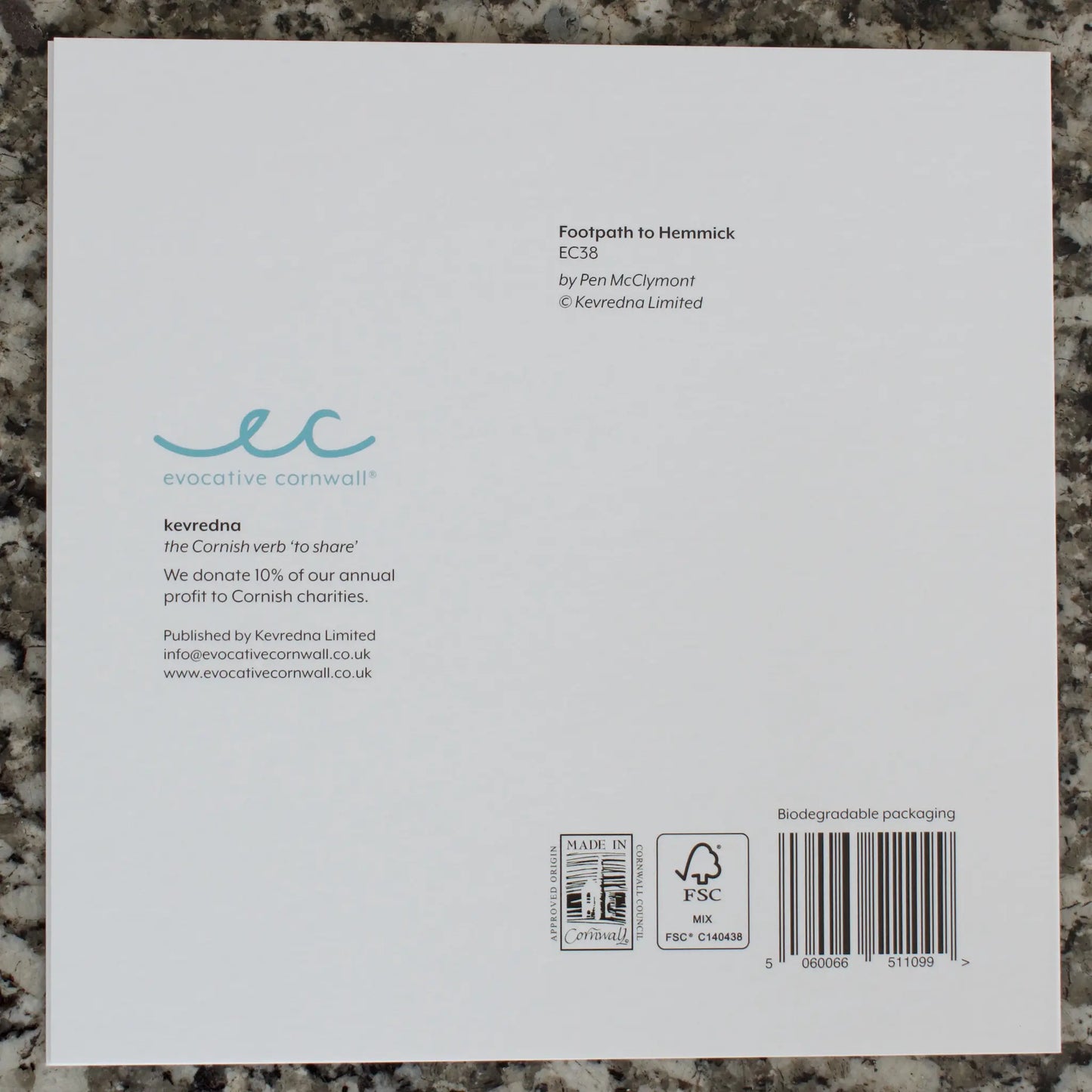 Footpath to Hemmick - back of card