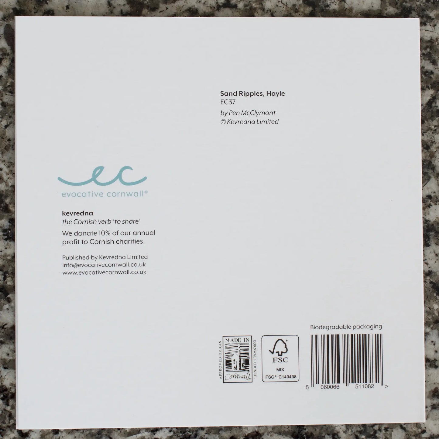 Sand Ripples, Hayle - back of card