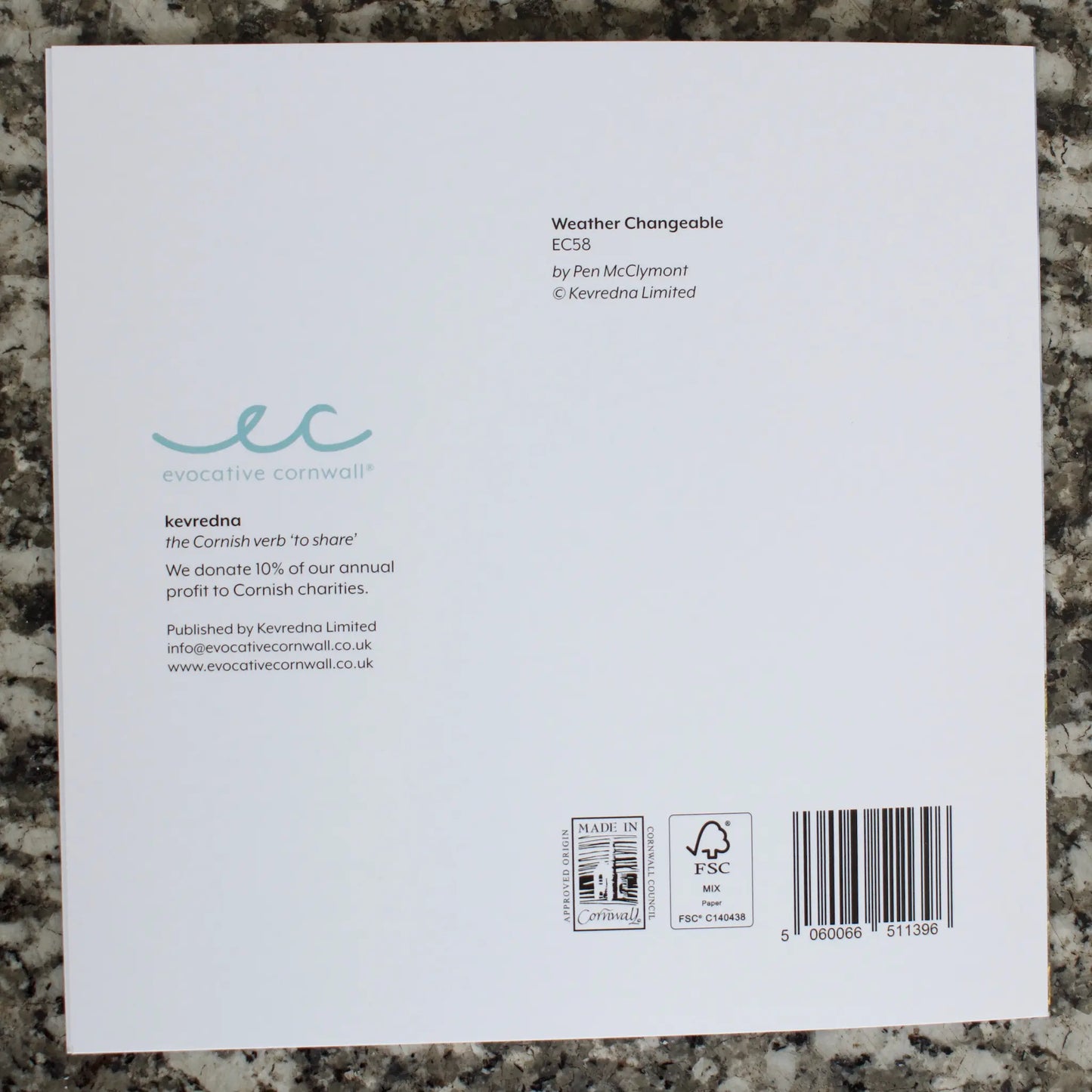 Weather Changeable - back of card