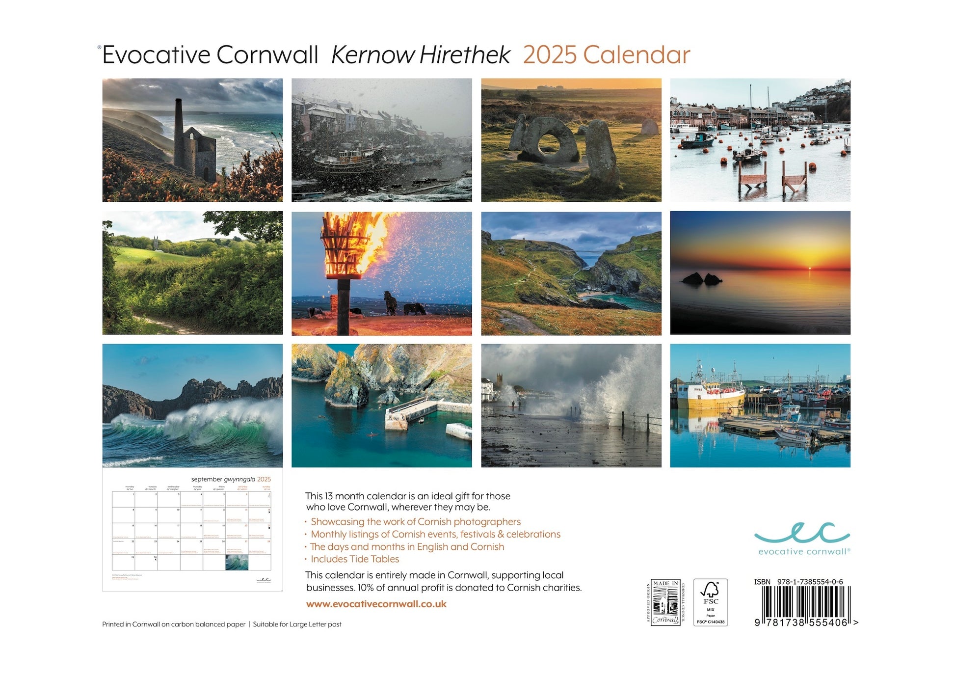 Cornwall calendar 2025 back cover