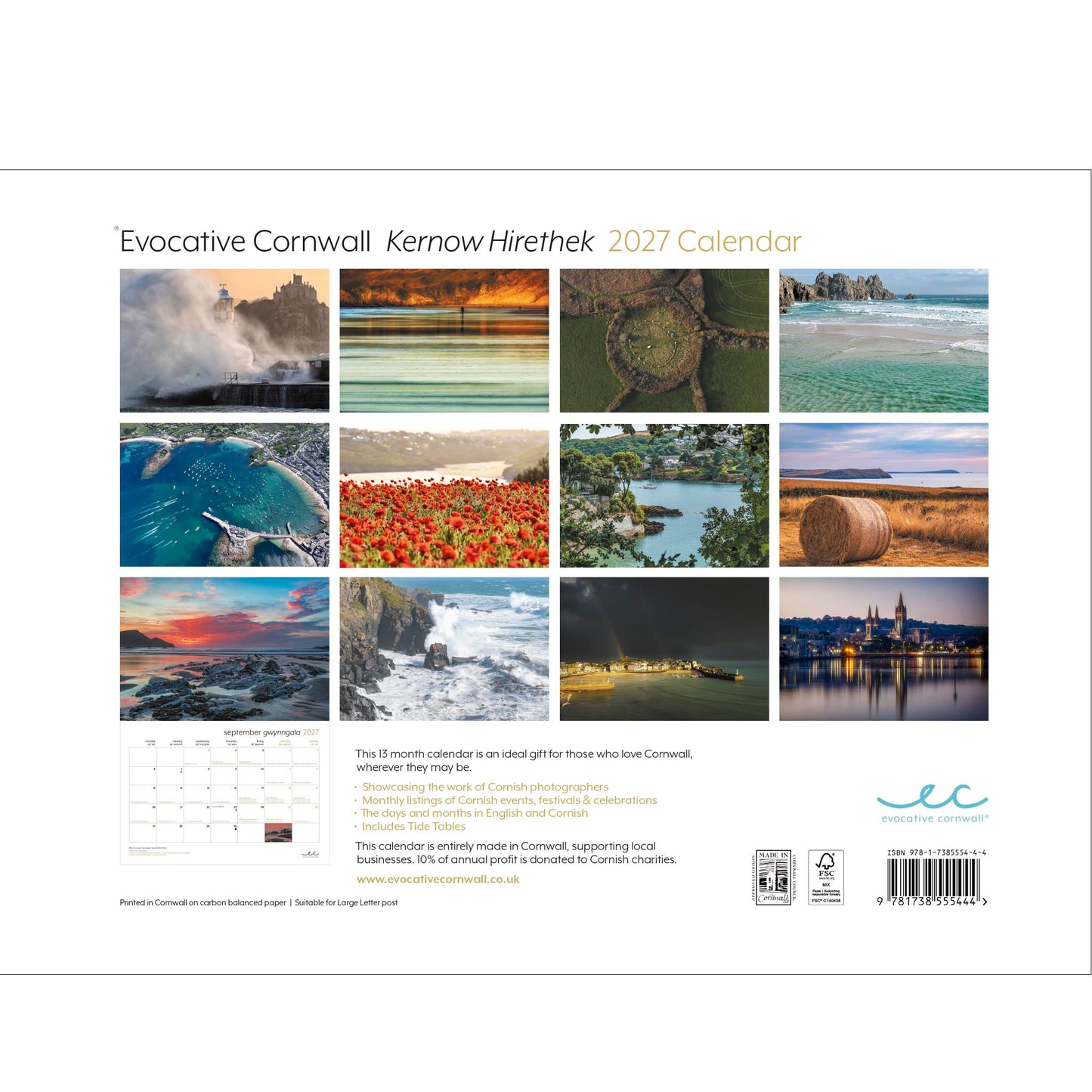 Evocative Cornwall calendar 2027  back cover