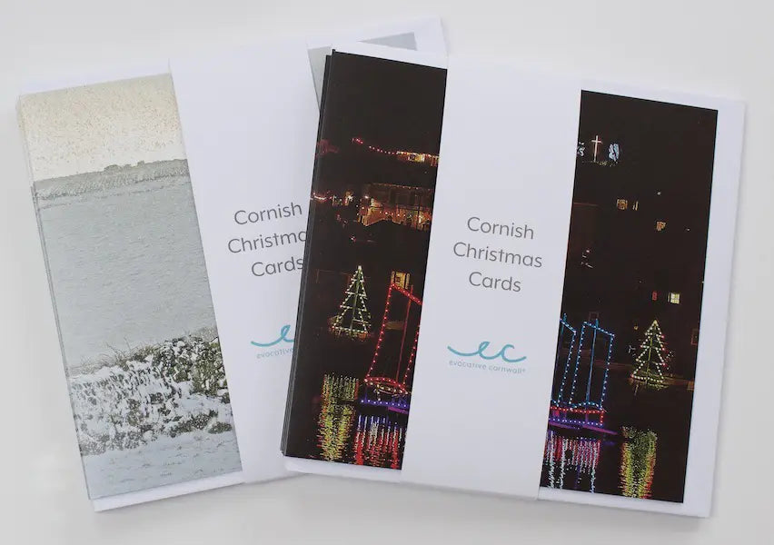 Cornish Christmas card Mousehole Lights in pack