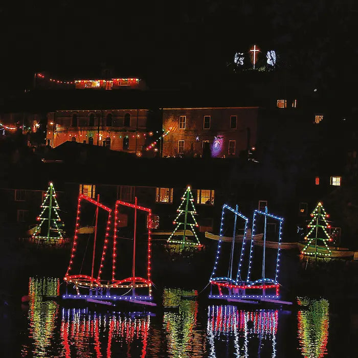 Cornish Christmas card Mousehole Lights