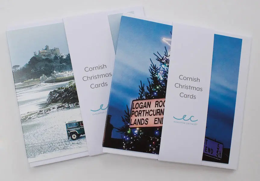 Cornish Christmas card St Michael's Mount in Snow in pack