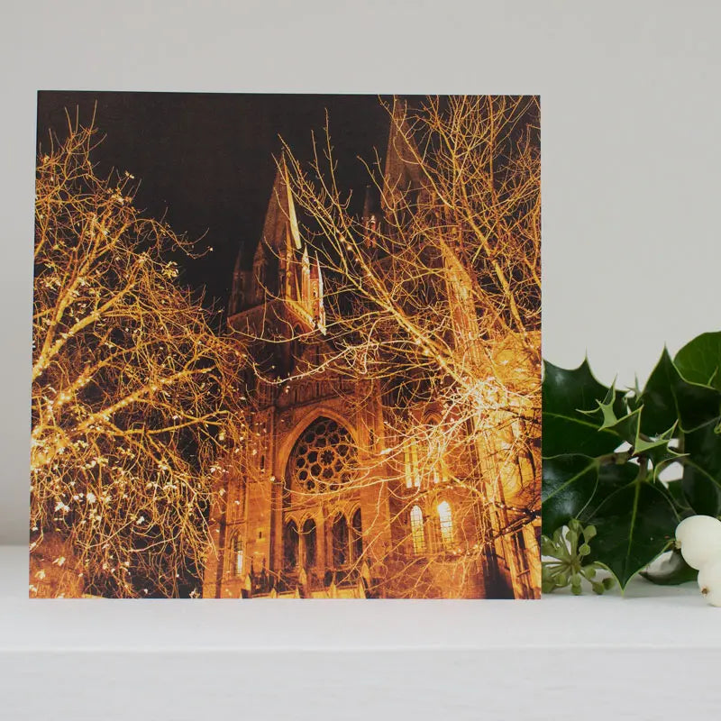 Cornish Christmas card Truro Cathedral on shelf