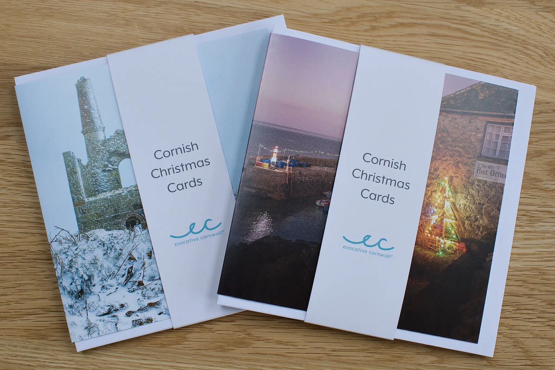 Evocative Cornwall Christmas cards in packs