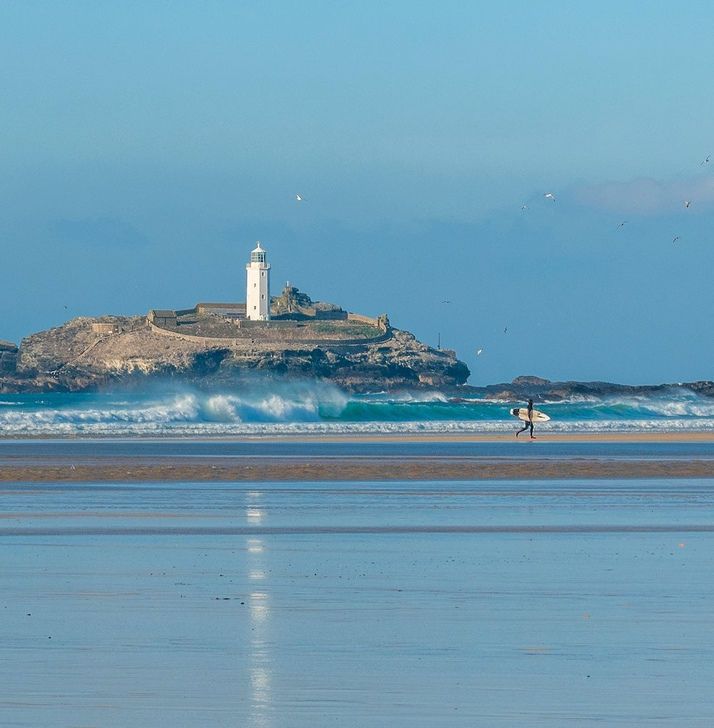 Cornish Greeting card image, Cold Water Surf at Godrevy