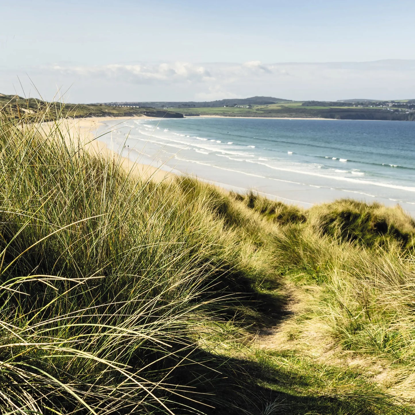 Cornish greetings card image of path through the dunes at Gwithian