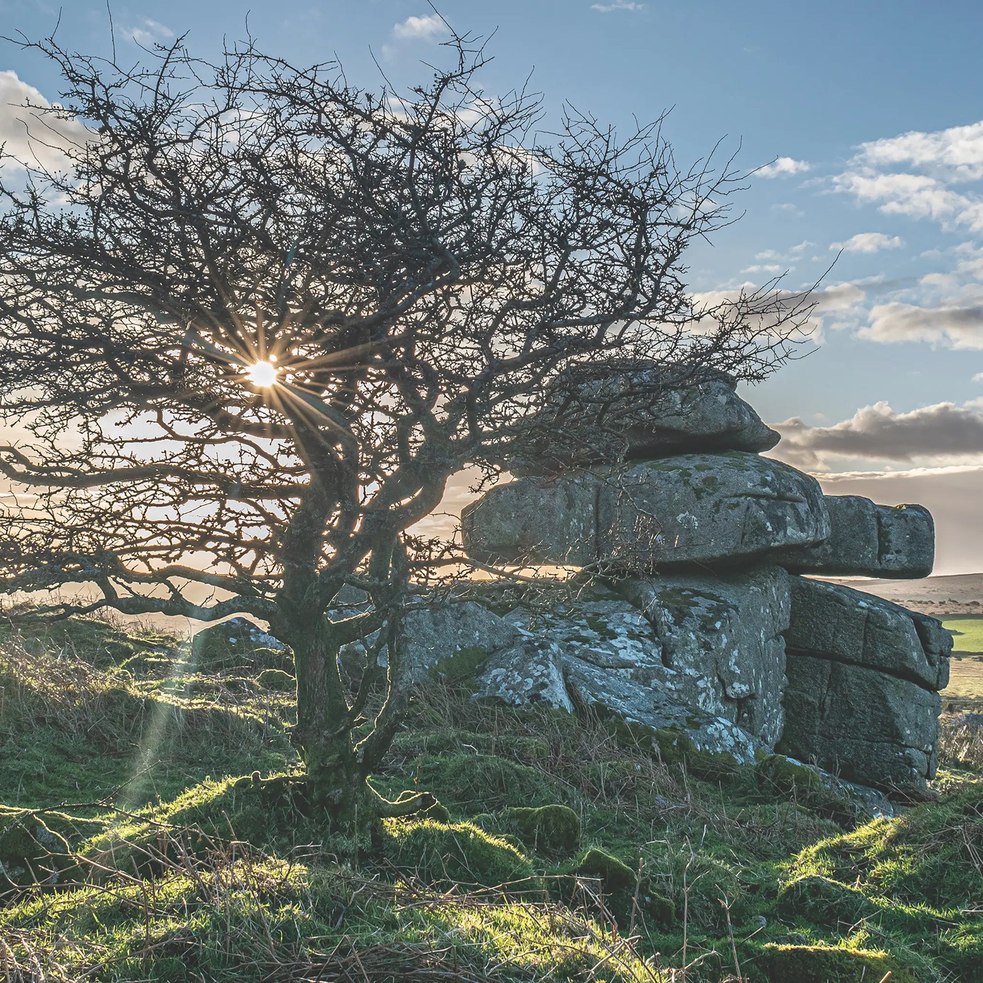 Cornish greetings card image of sunrise on Bodmin Moor
