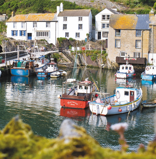 Cornish greeting card image of Polperro harbour