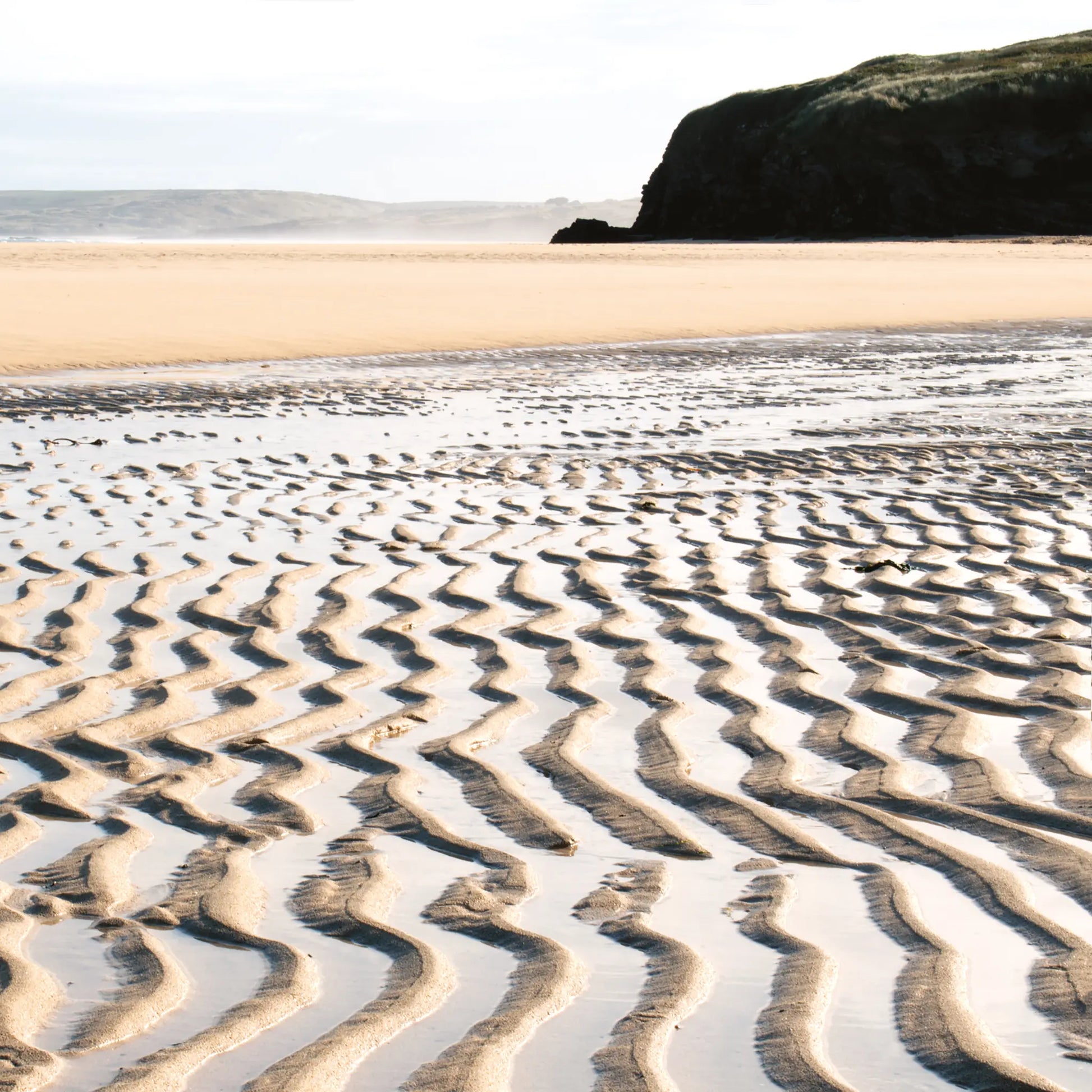 Cornish greetings card image of ripples in the sand, low tide, Hayle Sands
