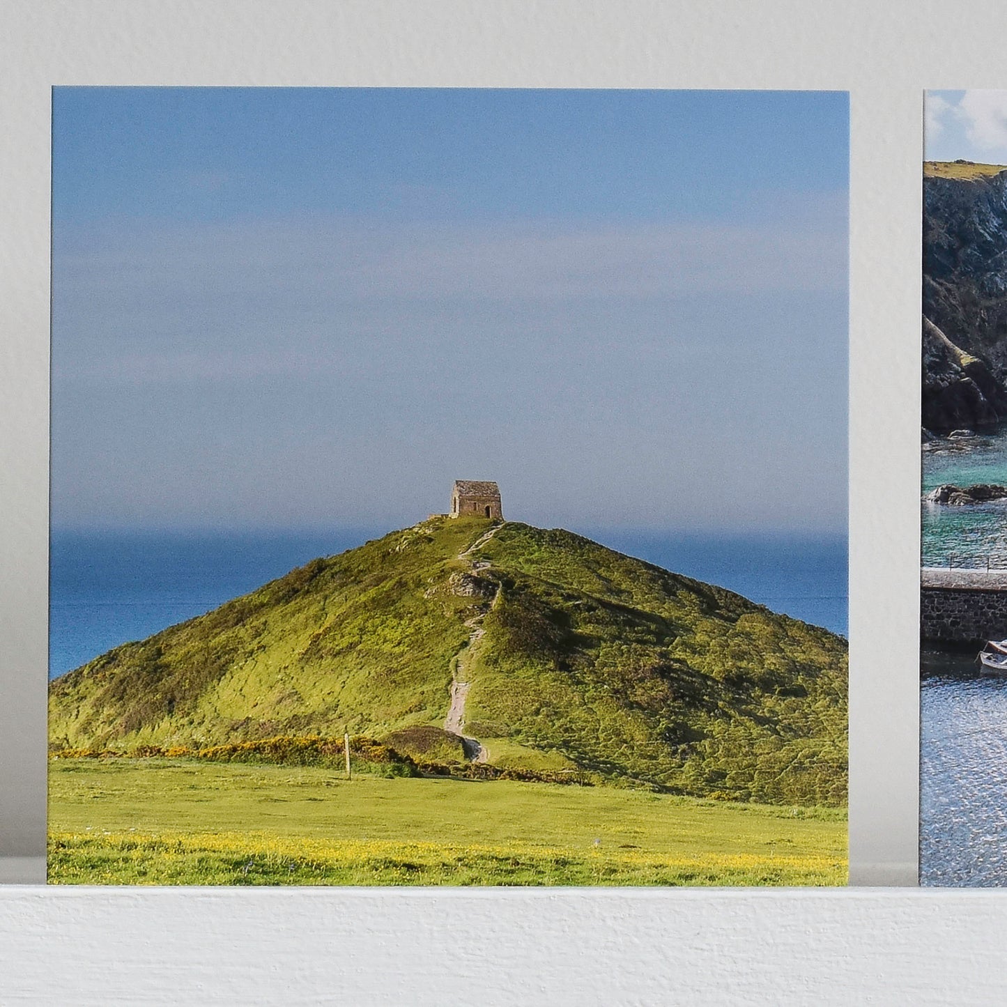 Cornish greetings card showing a view of the chapel at the top of Rame Head looking out to sea