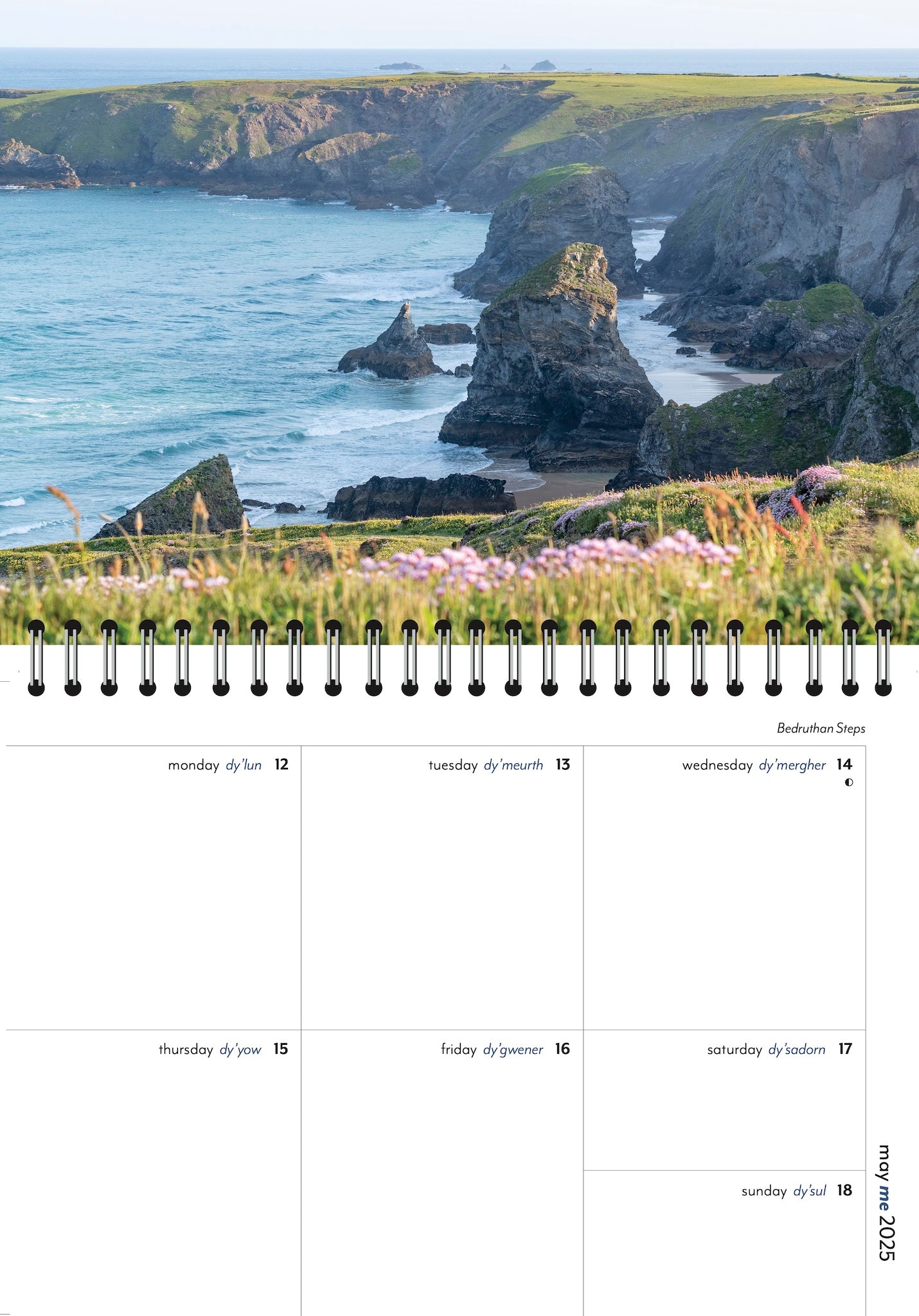 Inside pages of Cornish desk diary, week to view