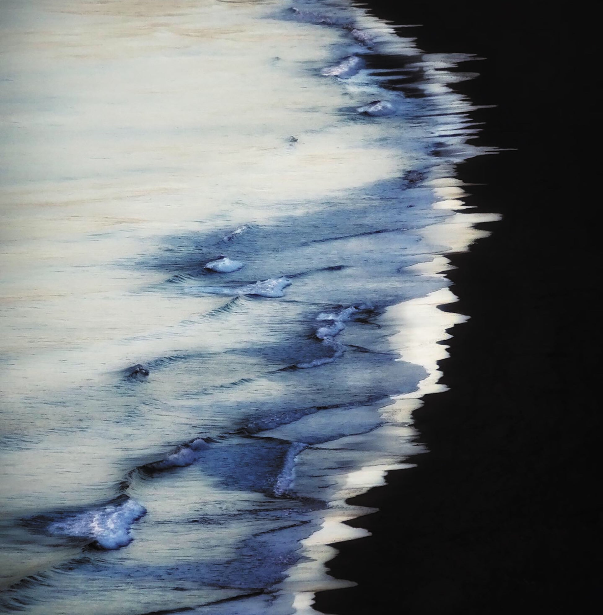 evocative image indigo shore card design - abstract coastal art card, moody shoreline