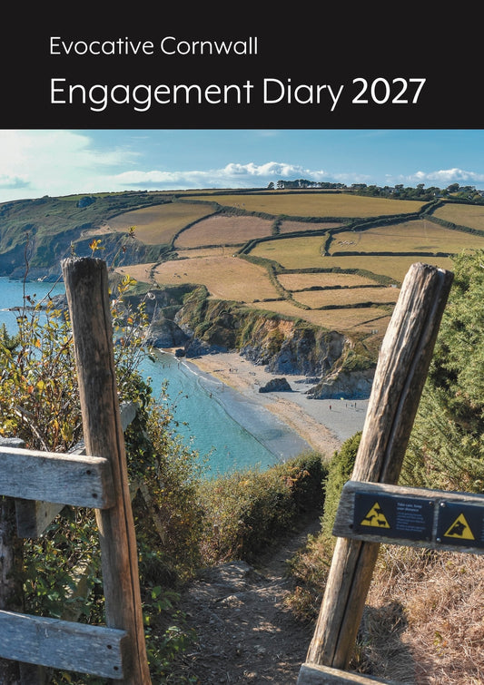 Engagement diary cover with scenic Cornish view of a coastal landscape and stile on South West Coast Path