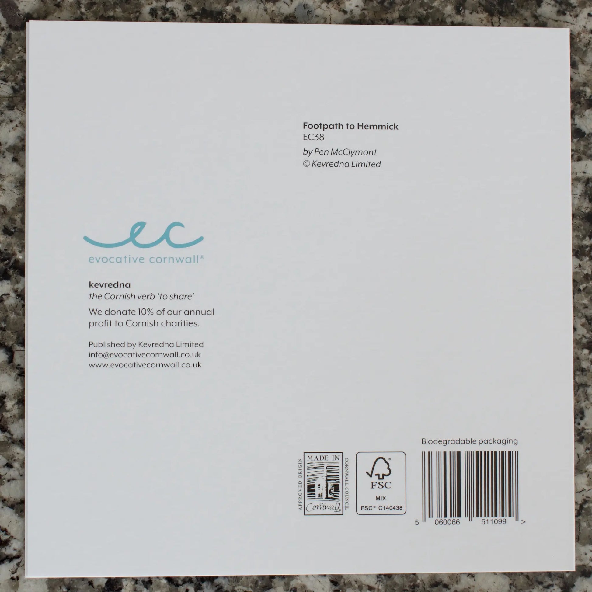 Footpath to Hemmick - back of card
