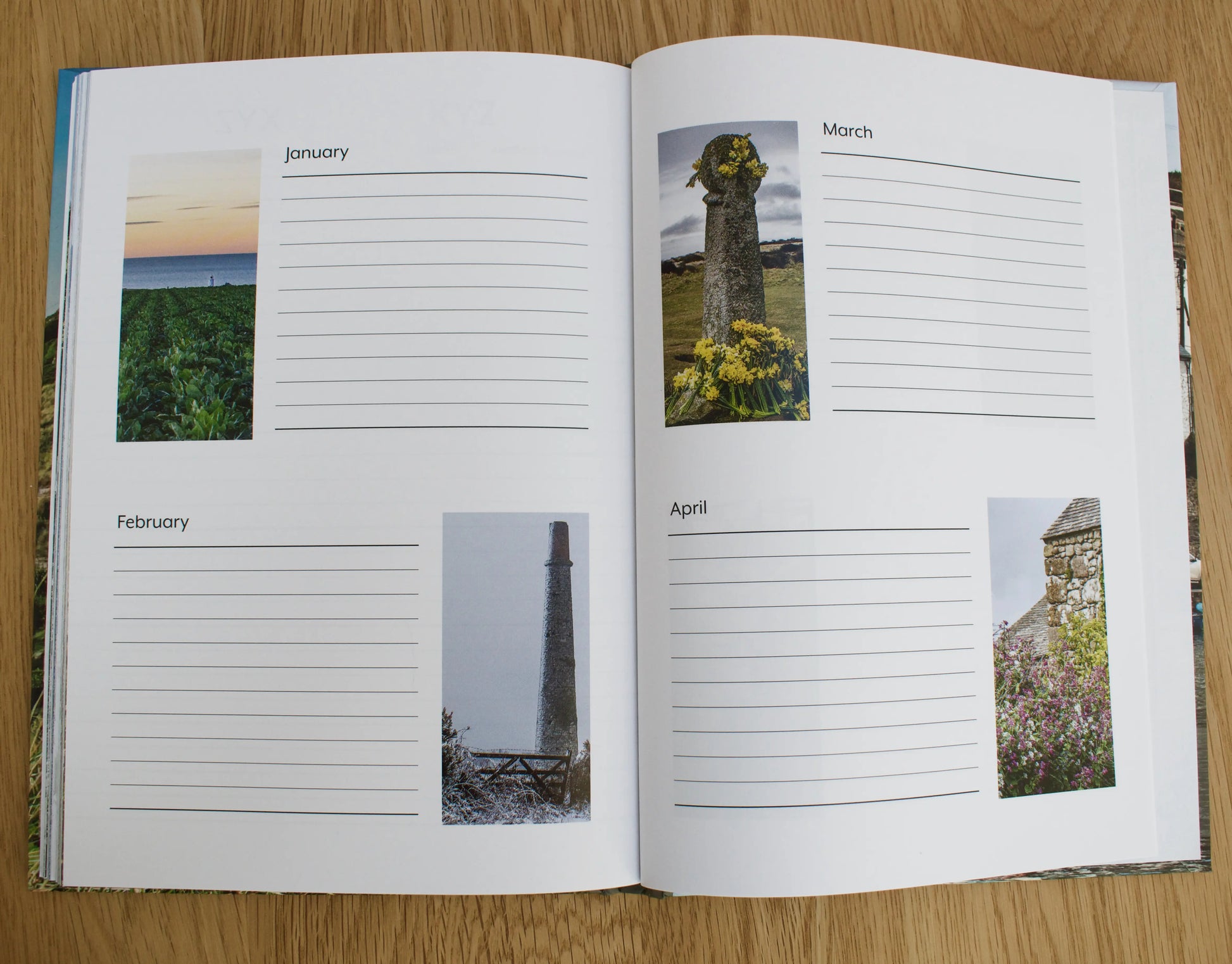 perpetual calendar pages within Cornish address book