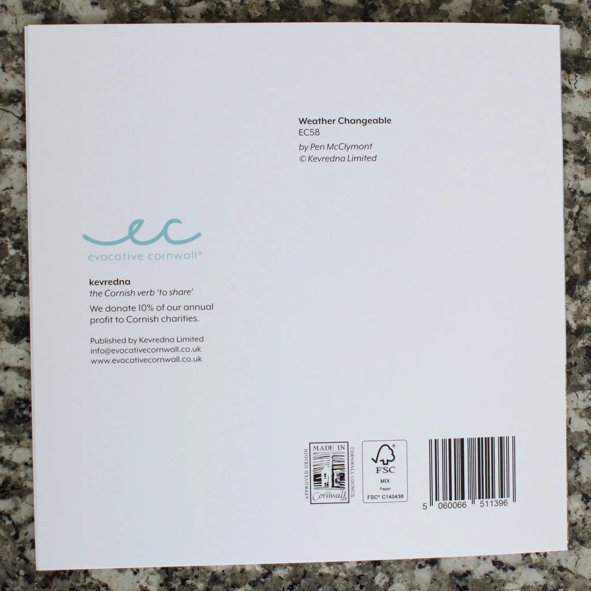 Weather Changeable - back of card