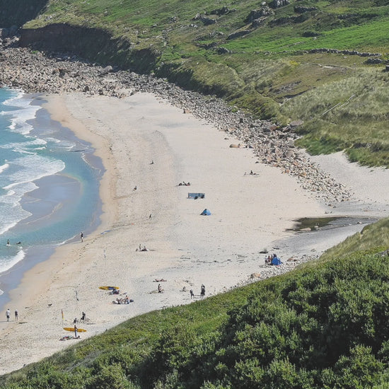 Short video showing the image of Sennen Beach greeting card in detail