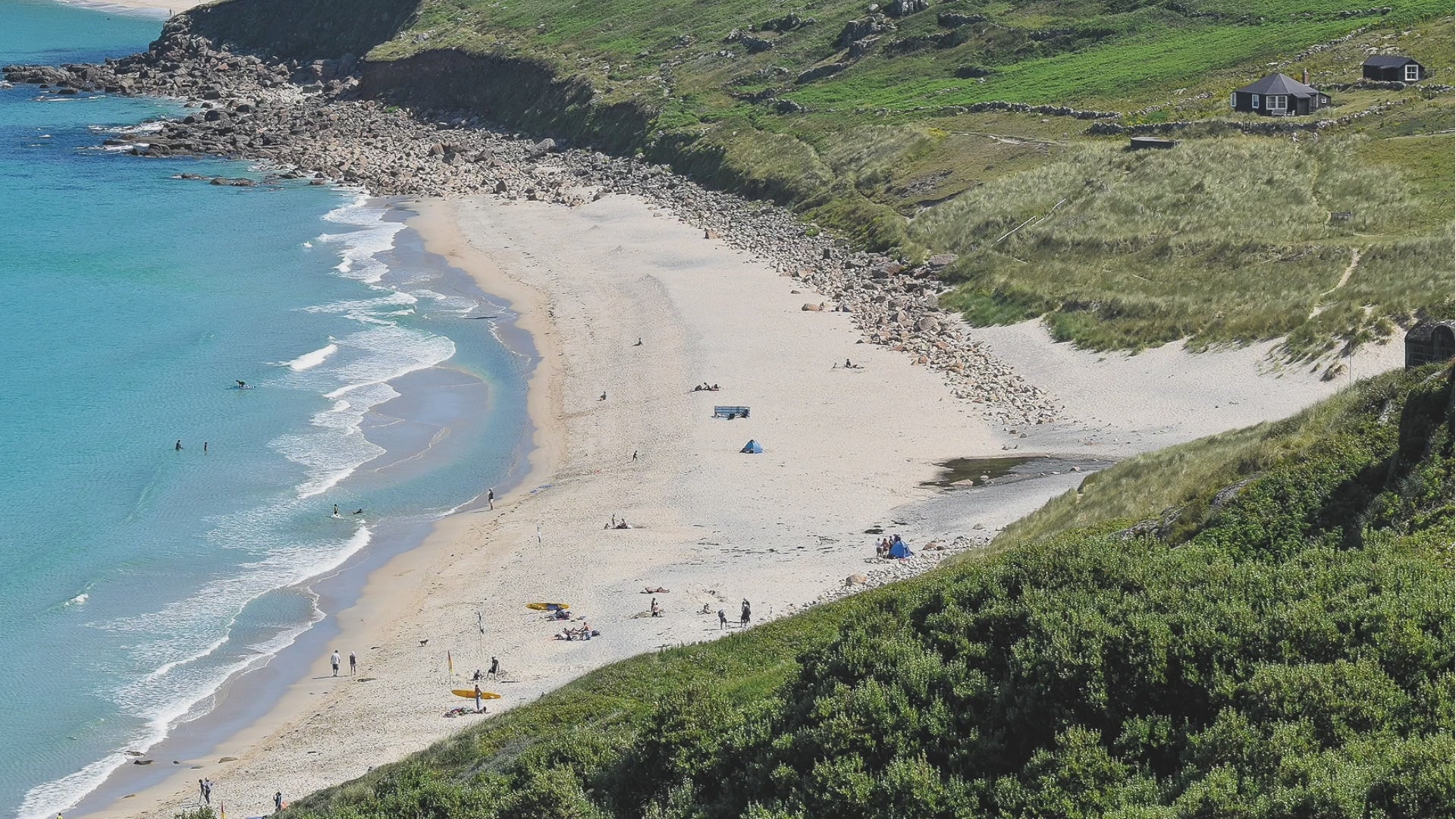 Short video showing the image of Sennen Beach greeting card in detail