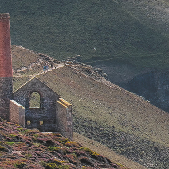 Close up detail of Wheal Coates, St Agnes and Chapel Porth beach