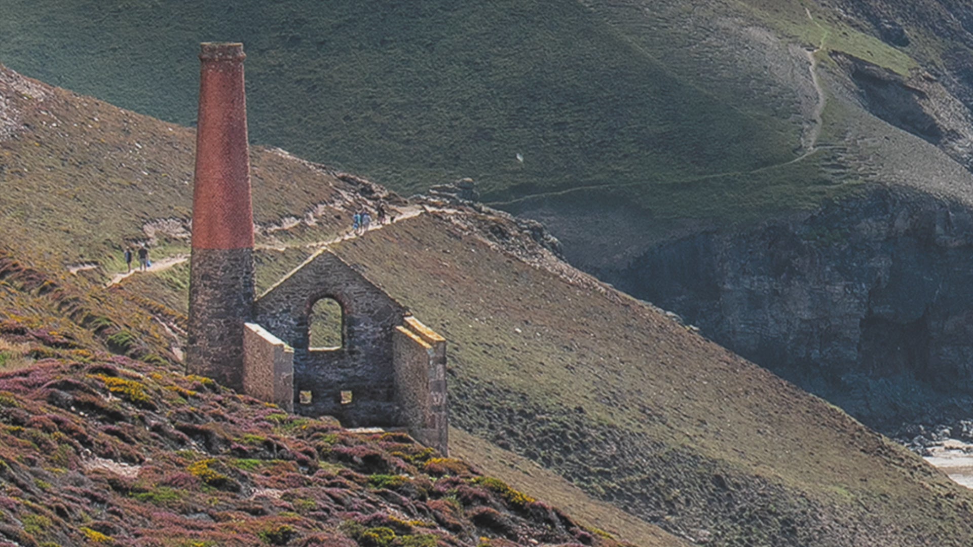 Close up detail of Wheal Coates, St Agnes and Chapel Porth beach