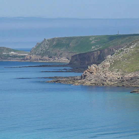 Video animation showing Whitesands Bay with Cape Cornwall in the background on a beautiful clear, calm day